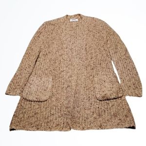 BB Dakota Red Beige Draped Open Front Slouchy Knit Cardigan Size Small Bust 36